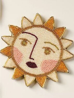 ANTHROPOLOGIE NWT alchemia whimsical beaded sun coaster
